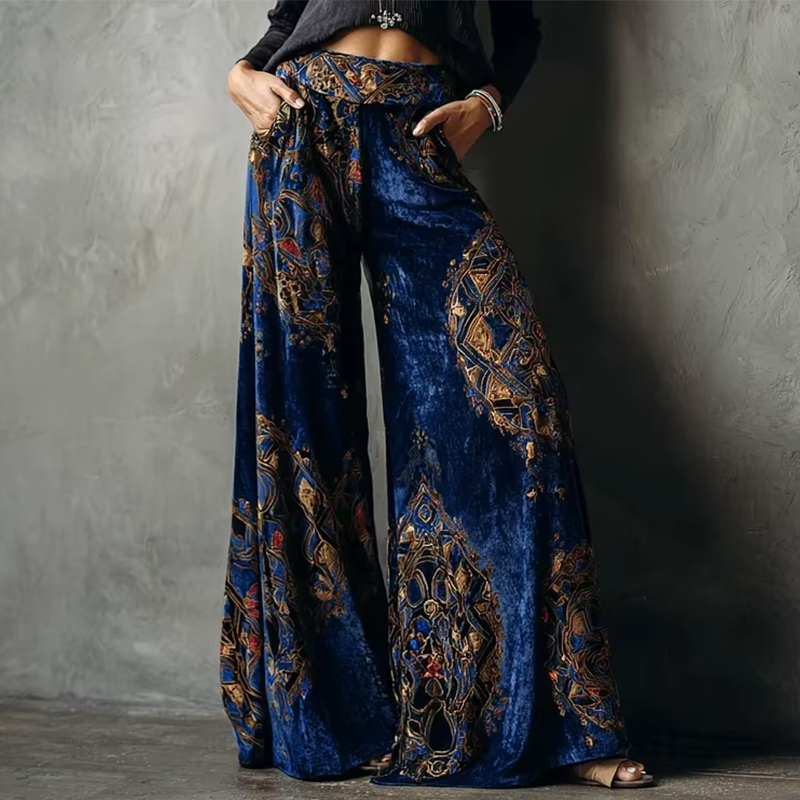 Winter Ethnic Fashion For Women - Wide Leg Pants Women Retro Ethnic