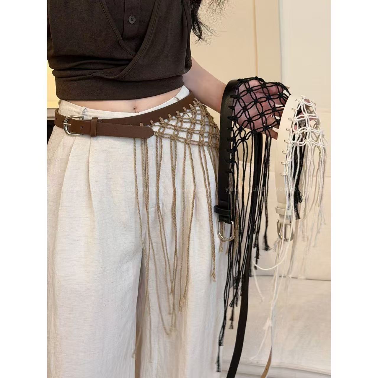 Y2K Ethnic Fashion - Casual Y2K Tassel Weave Waist Belts