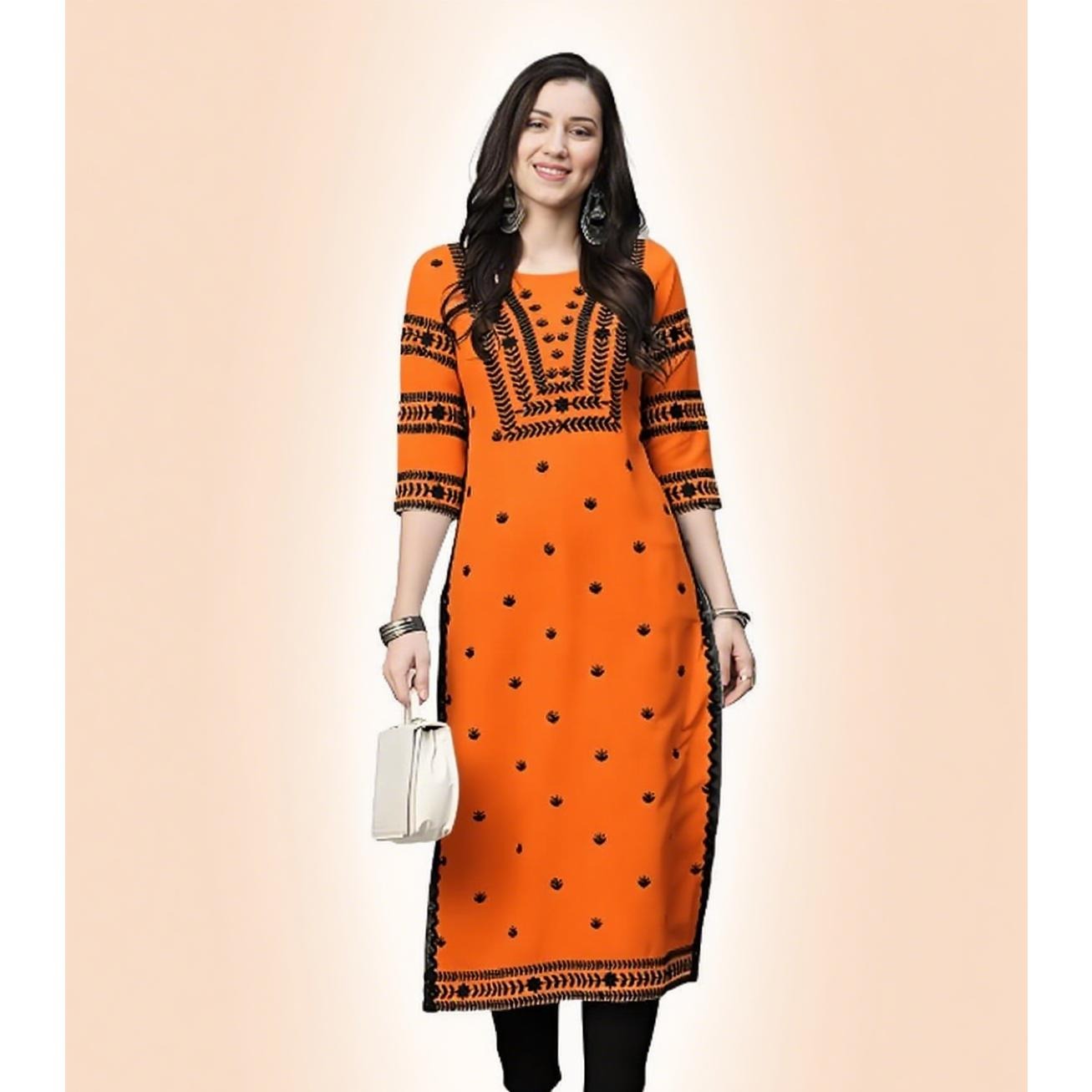 Ethnic Fashion Kurtis - Muslim Kurt Flowers Women's Fashion Comfortable