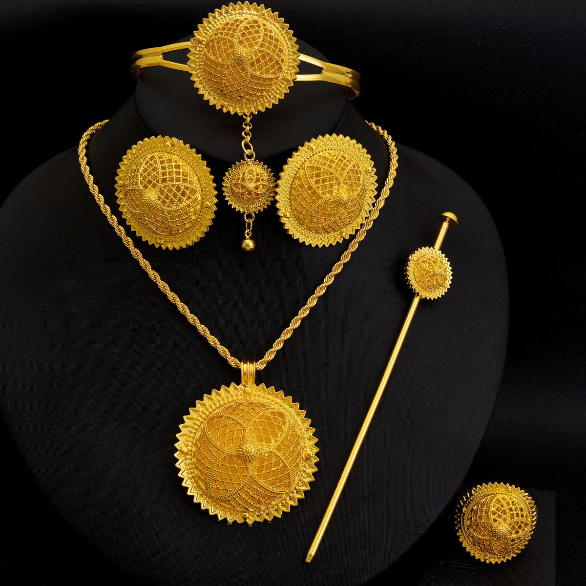 Ethnic Fashion Dubai - Africa Dubai Golden Color Jewelry Set