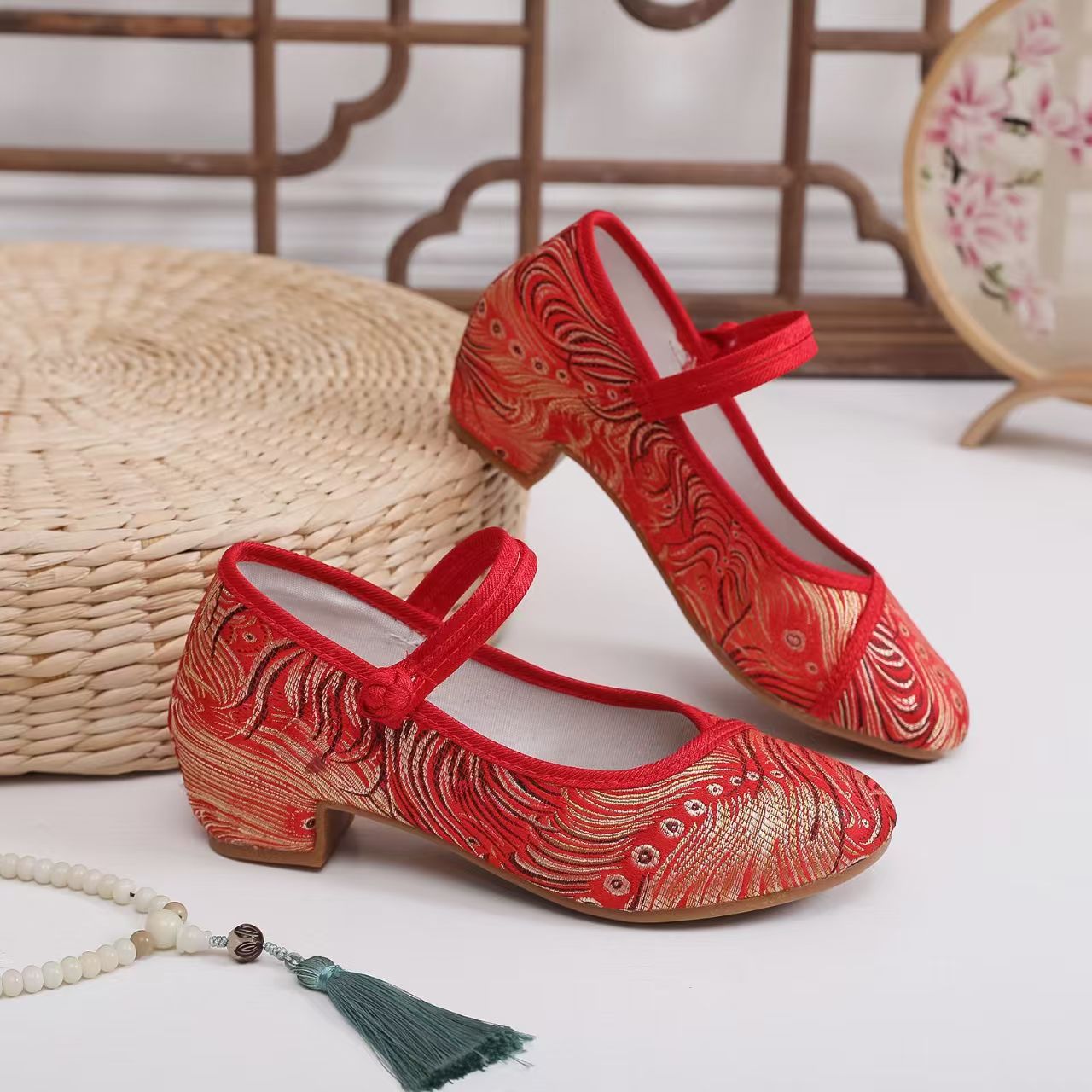 Ethnic Fabric - 2026 Women New Block Heel Silk