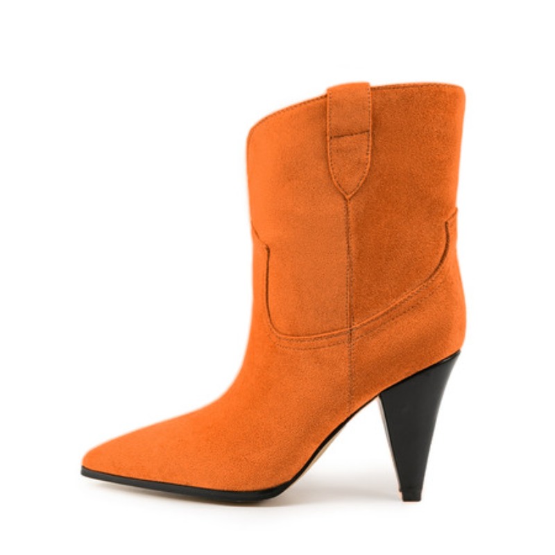 Winter Ethnic Fashion For Women - Bicolor Spike Heels Pull On Fashion