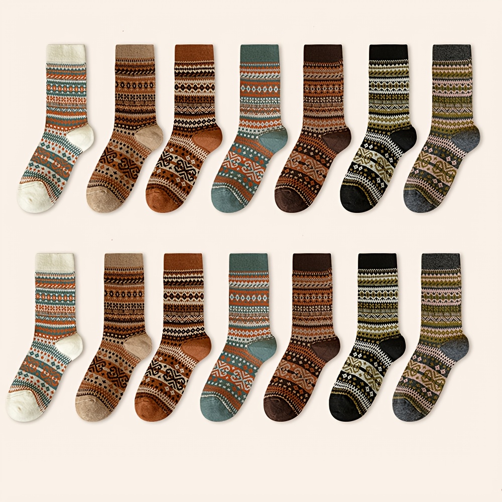 Retro 7-Color Mid-Calf Socks f - đánh giá và giá Winter Ethnic Fashion For Women