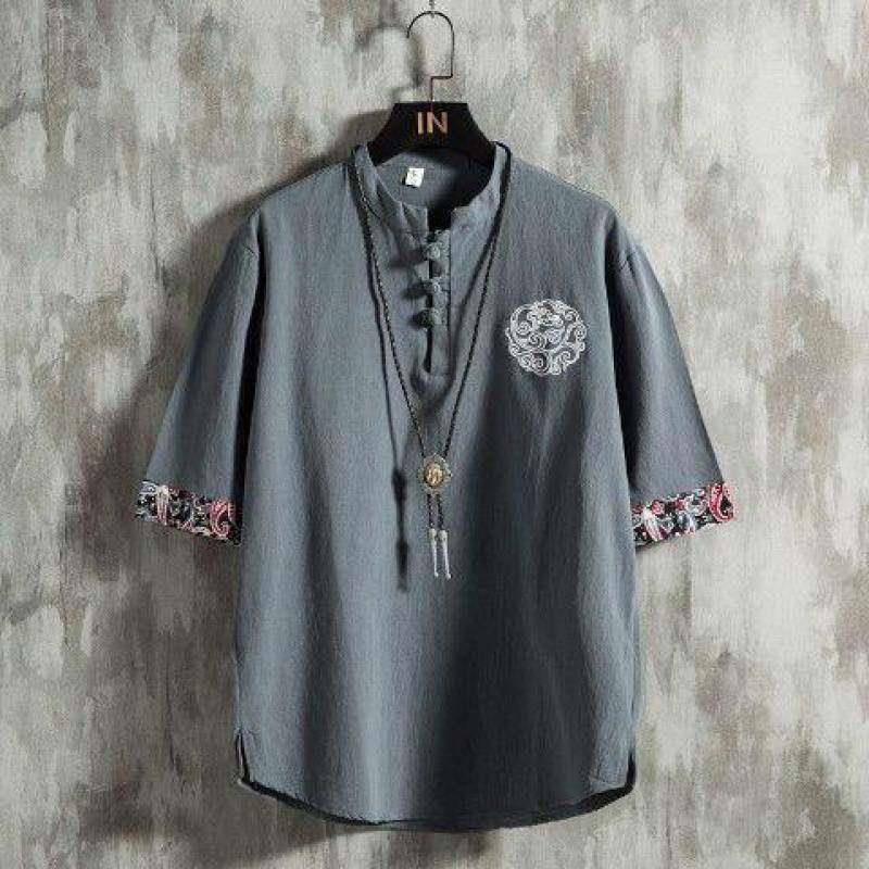 Linen Short Sleeve T-Shirt Men - đánh giá và giá Urban Ethnic Fashion