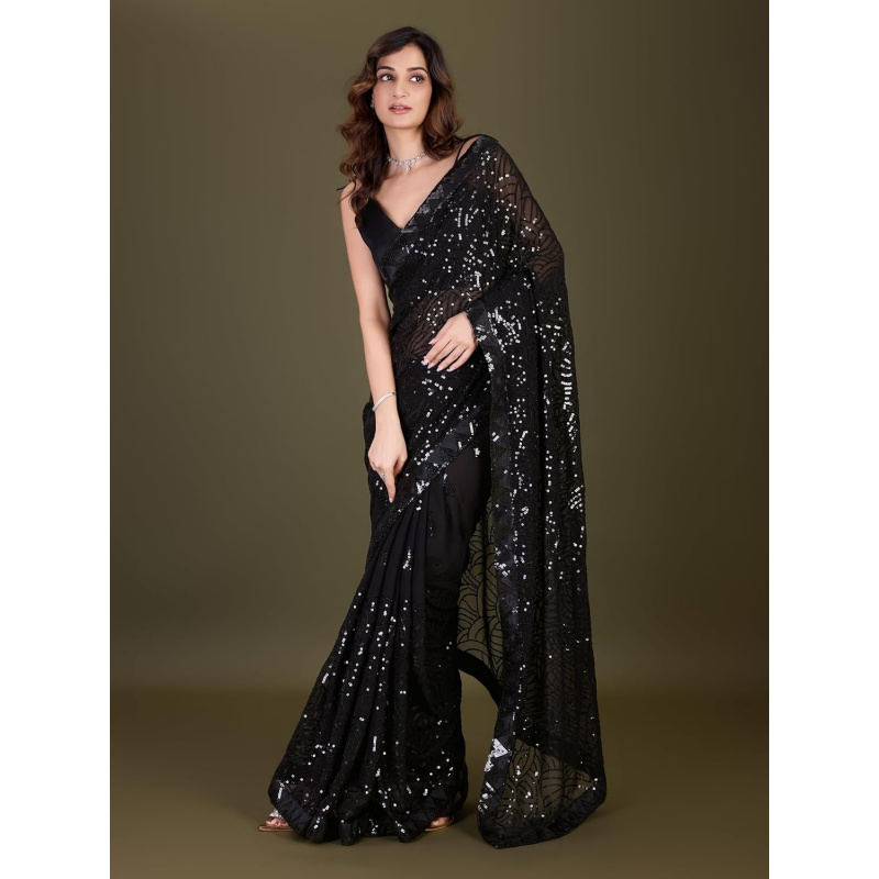 Women's Georgette Sequence Emb - đánh giá và giá Saree Georgette Women