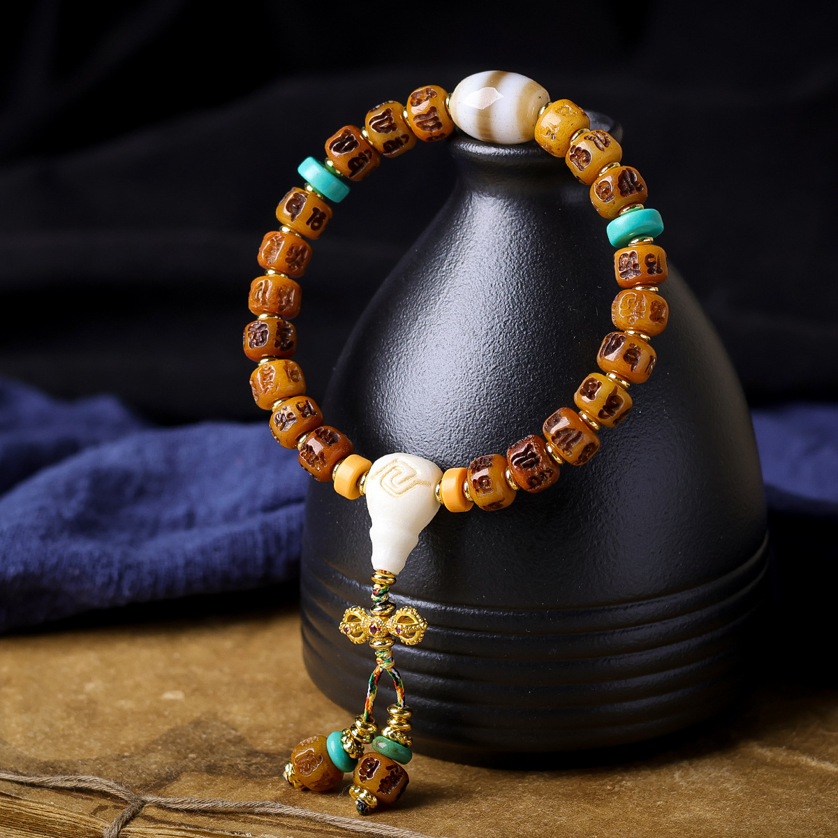 Bone Carved Six-Word Mantra Va - đánh giá và giá Ethnic Fashion Way