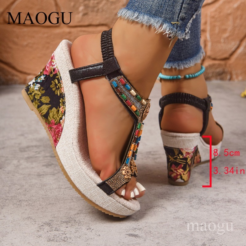 Boho Beaded Floral Wedge Sanda - đánh giá và giá The Ethnic Fashion