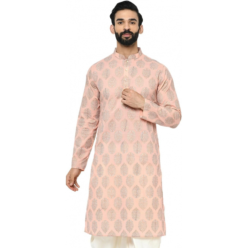 Mens Kurta - Printed Cotton Bl - đánh giá và giá Kurta Men Cotton