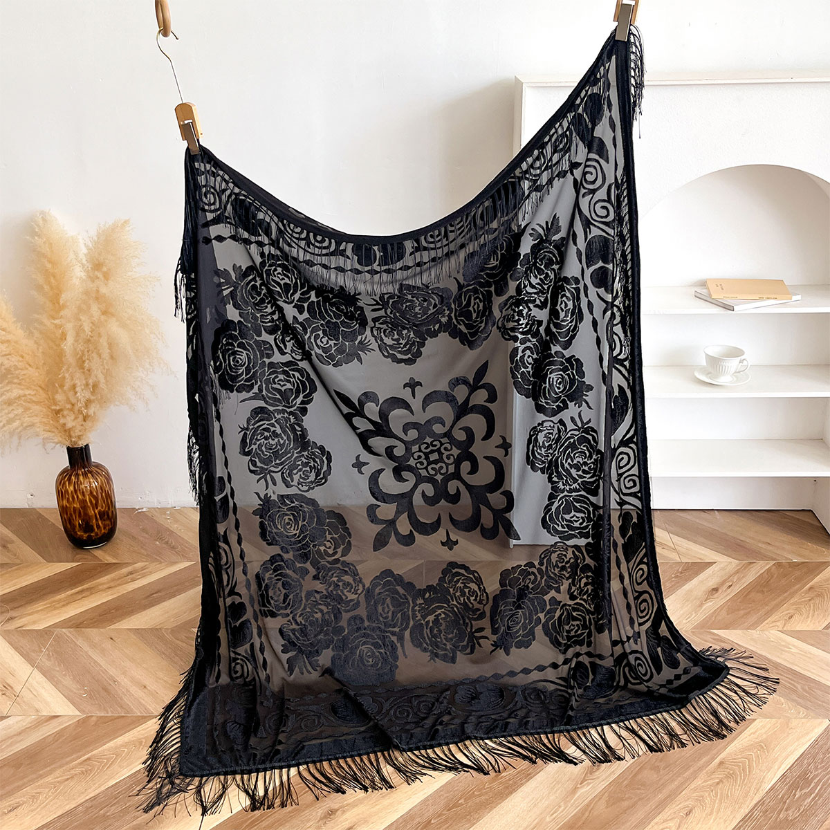 Retro Velvet Tassel Scarf Flor - đánh giá và giá Winter Ethnic Fashion For Women