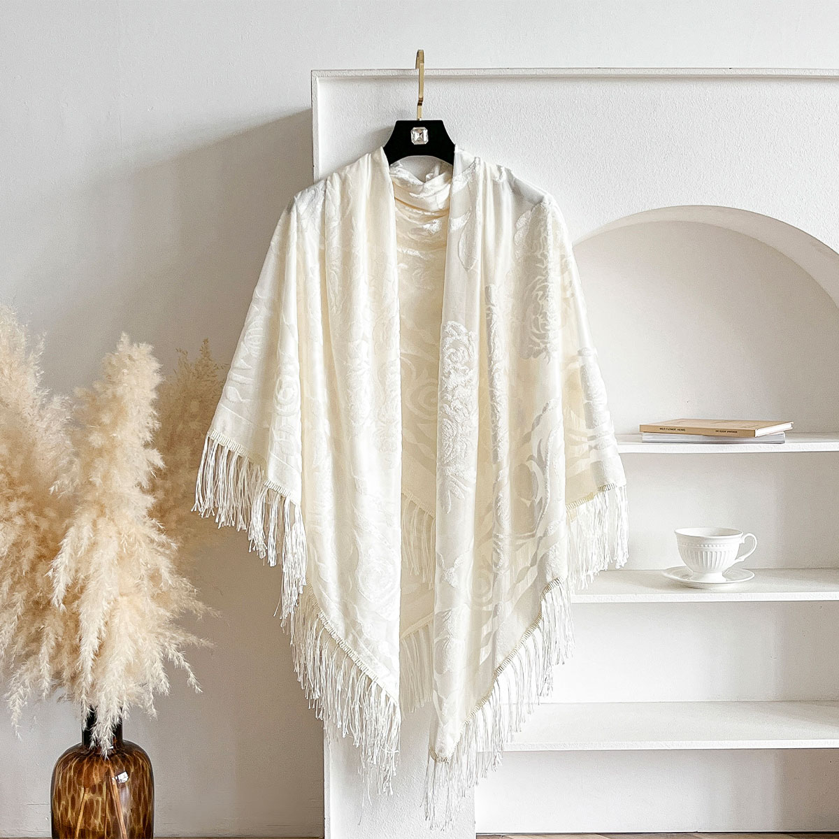 Retro Velvet Tassel Scarf Flor - đánh giá và giá Winter Ethnic Fashion For Women