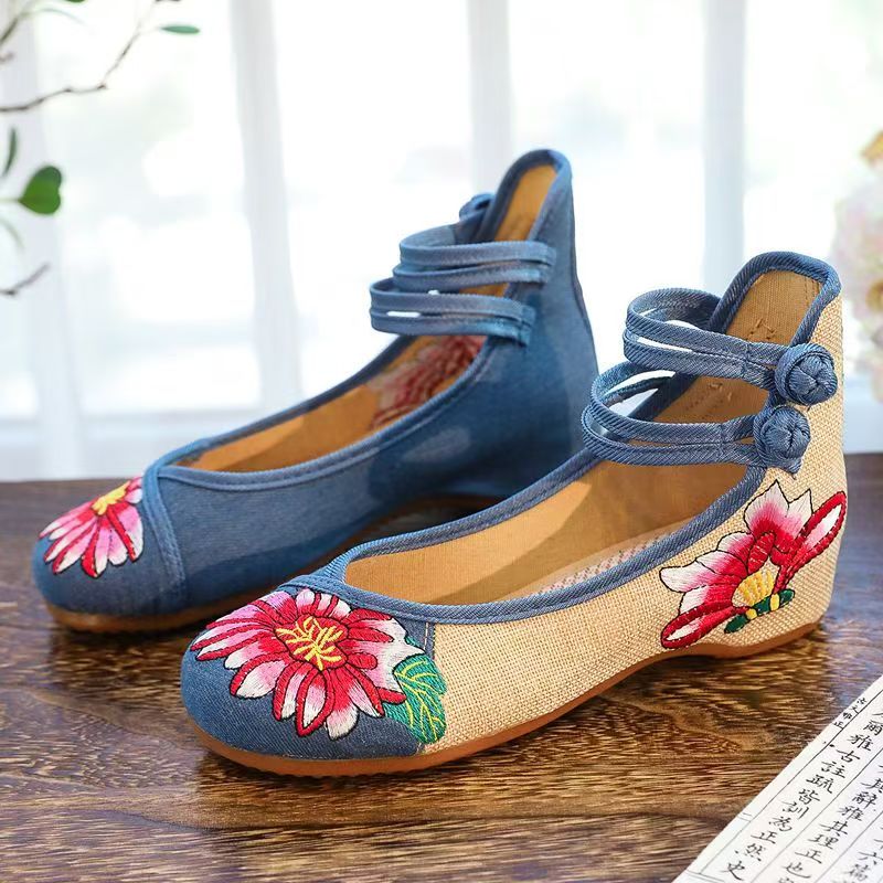 Woman Wedges Embroidered Cloth - đánh giá và giá Ethnic Fabric